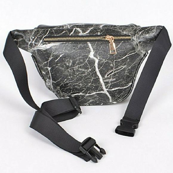 Black Marble Fanny Pack with Adjustable Strap - Picture 2 of 7